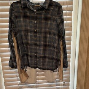 Jane and Delancey Blue Plaid Button Down Shirt